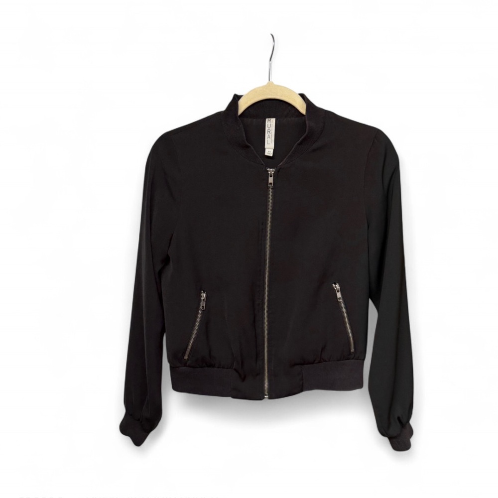MURAL Black Lightweight Bomber Jacket - Size XS - Full Zip with Pockets - Picture 2 of 6